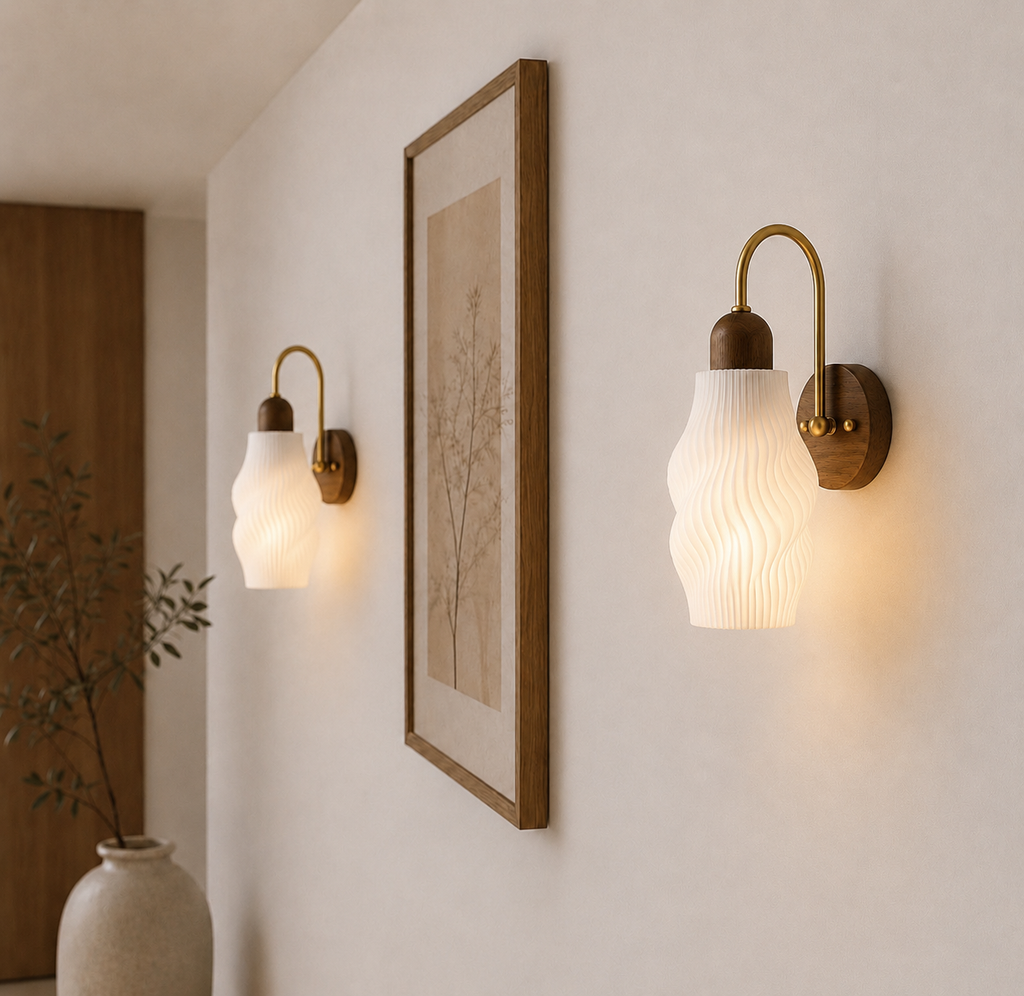 Yuna | Modern Wood Glass Wall Light
