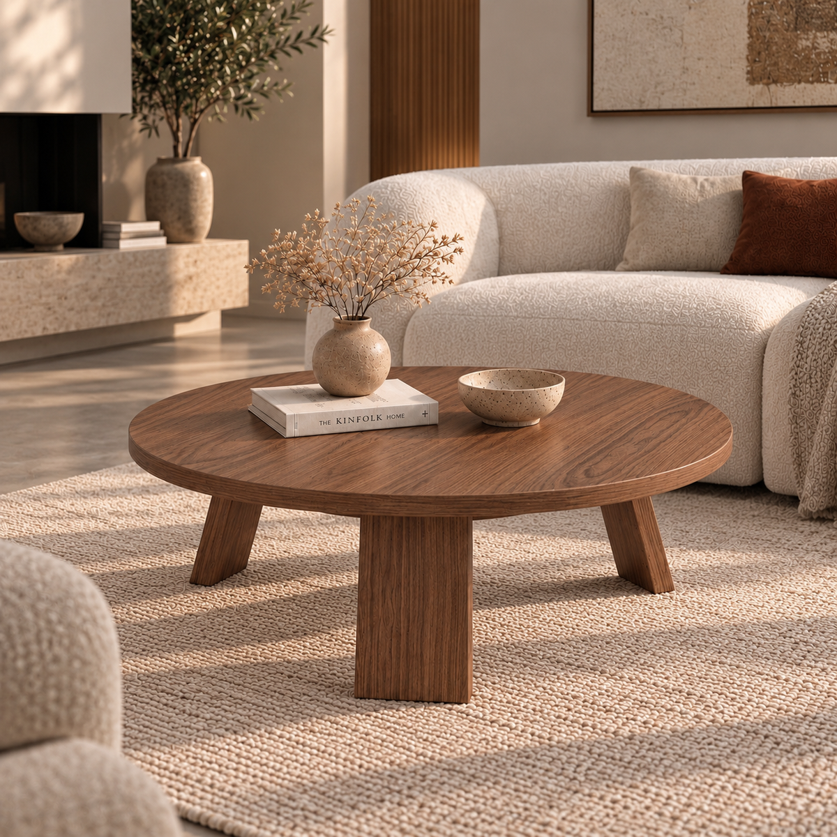 Modern Solid wood round coffee table