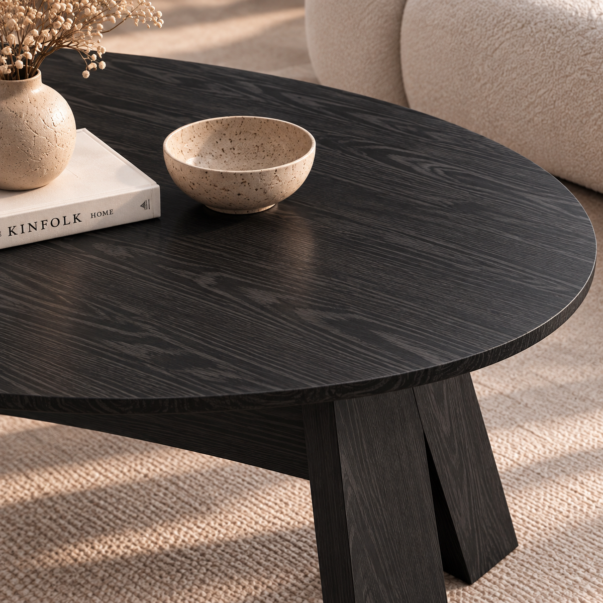 Mae | Modern Solid wood oval coffee table