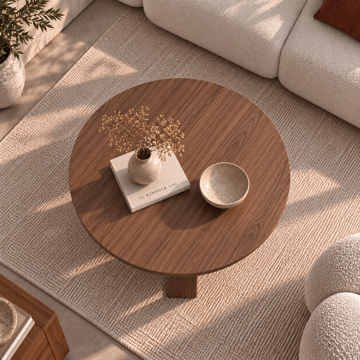 Modern Solid wood round coffee table