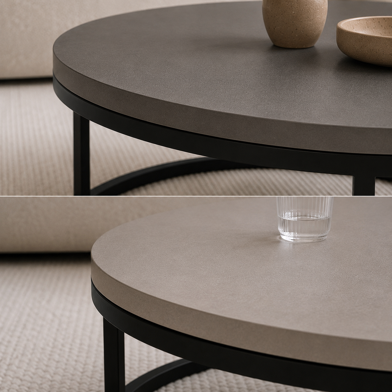 Pina | Premium Round wooden coffee table set