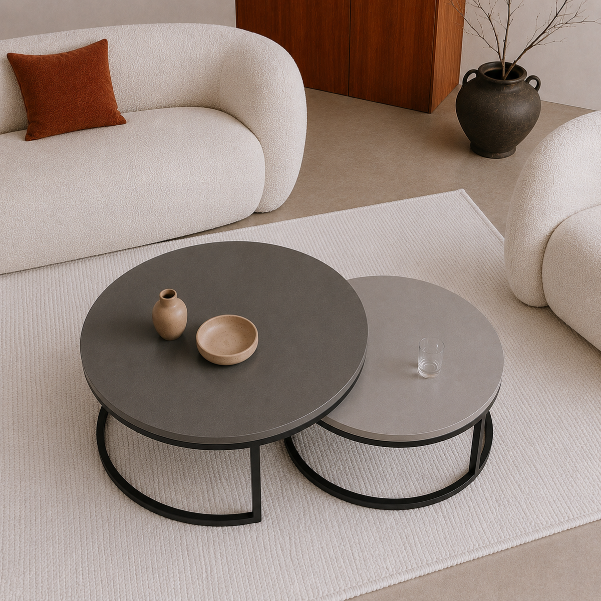 Pina | Premium Round wooden coffee table set