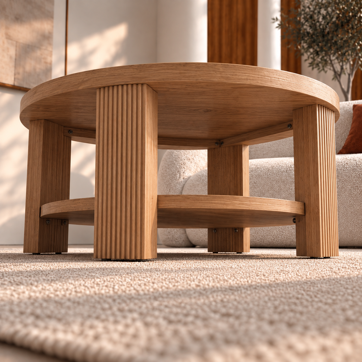 Jana | Modern Round wooden coffee table