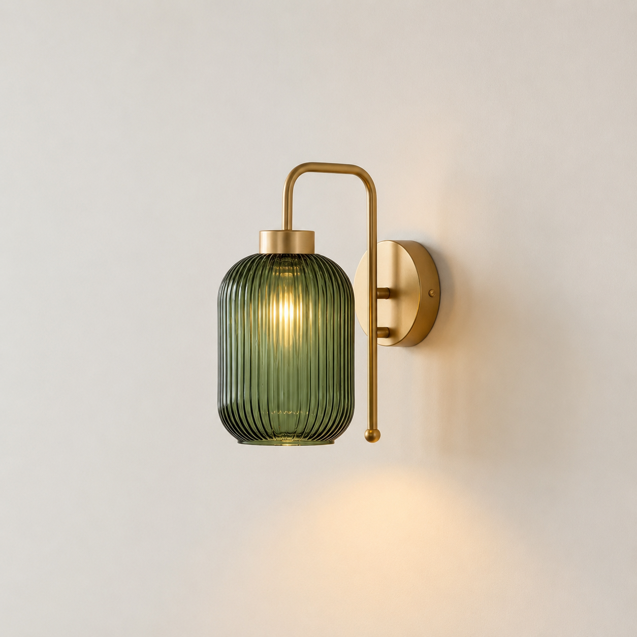 Verde | Ribbed Green Glass Wall Light