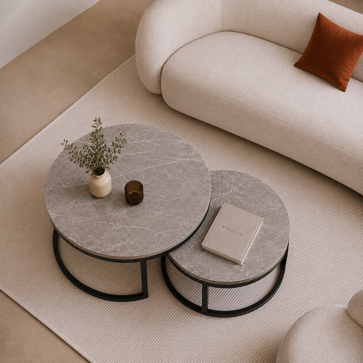 Iona | Grey Premium marble coffee table set