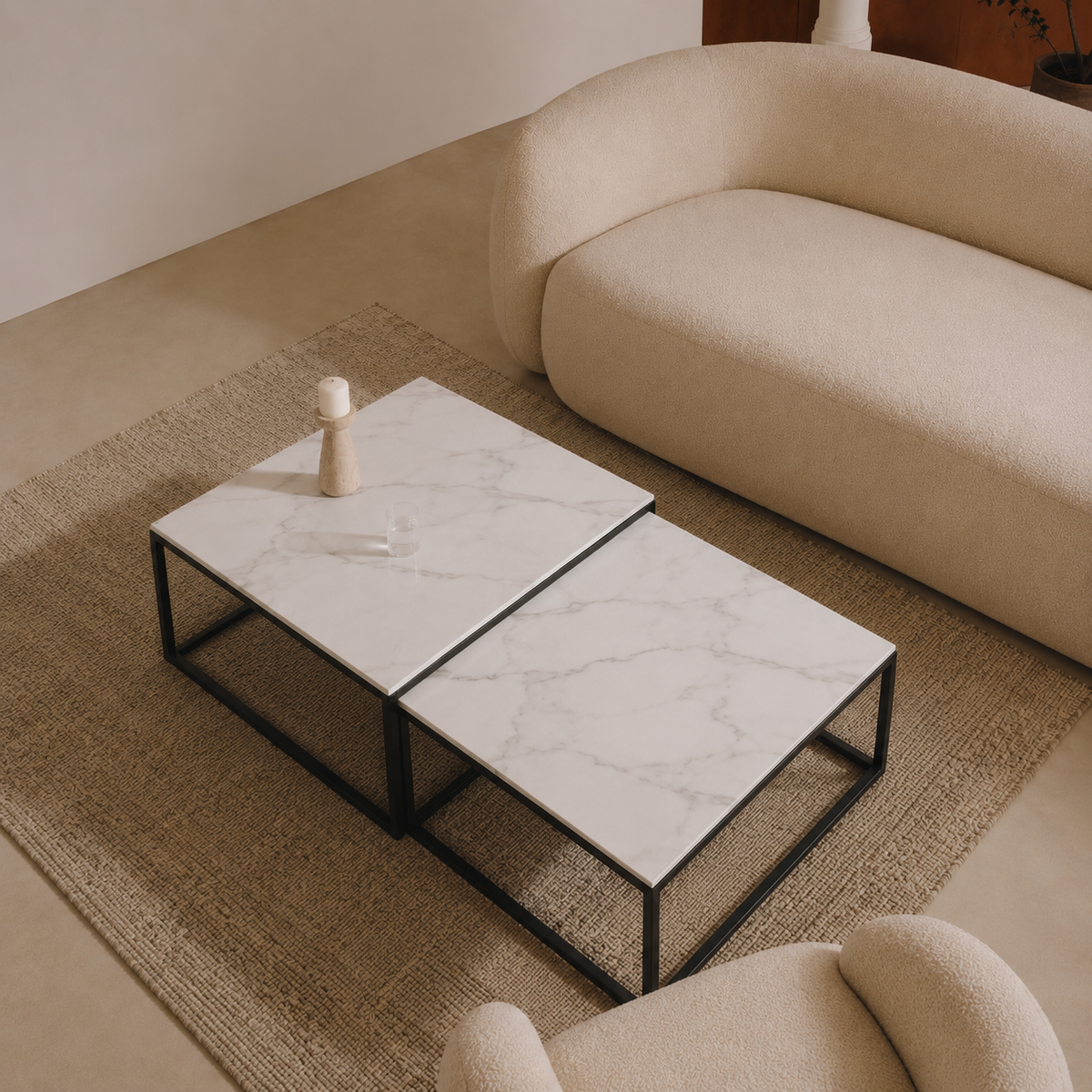 Olma | White Modern marble coffee table