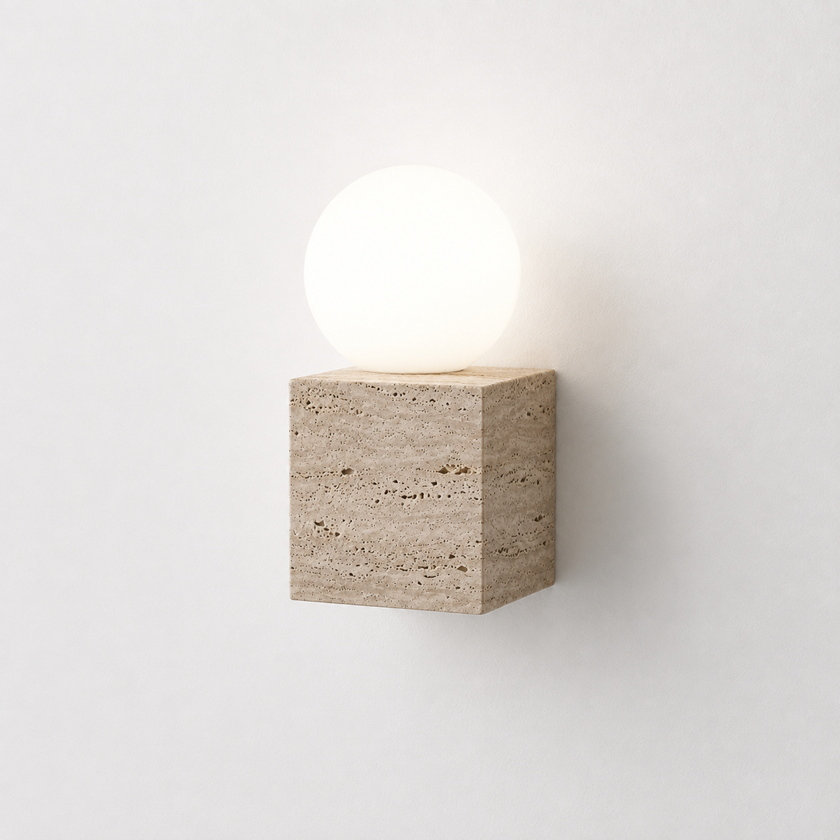 Lona | Modern Travertine cube wall light