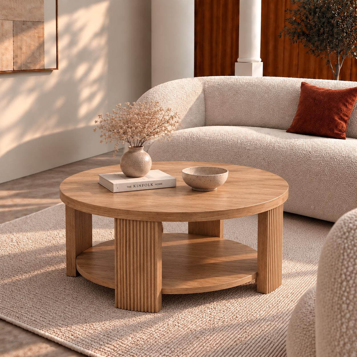 Jana | Modern Round wooden coffee table