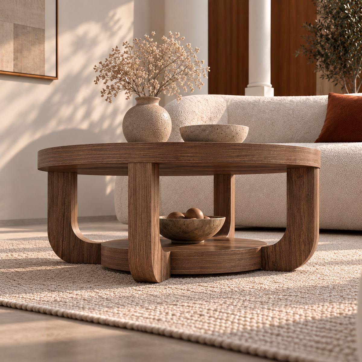 Howa | Modern round wood coffee table