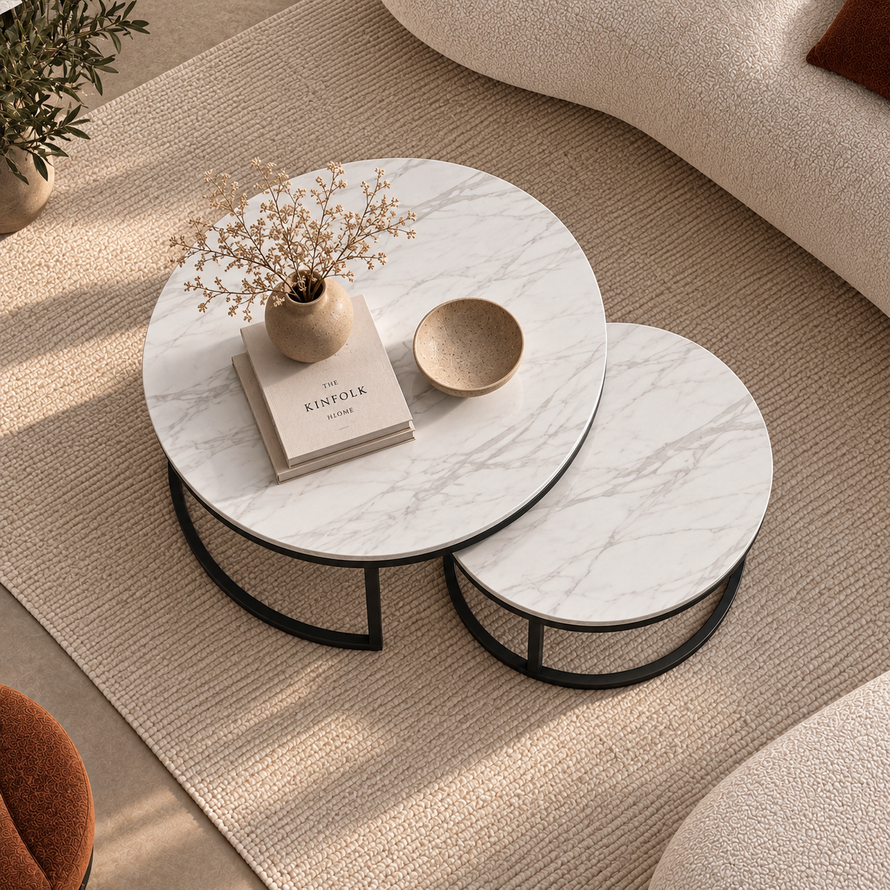 Lana | White Premium marble coffee table set