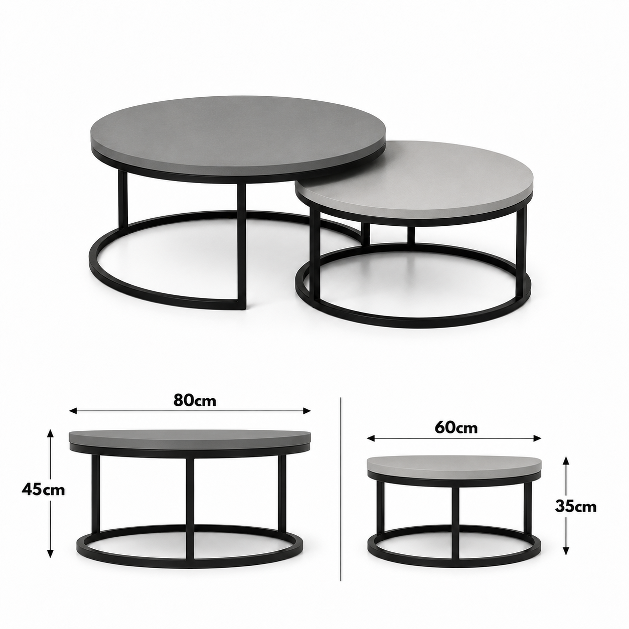 Pina | Premium Round wooden coffee table set