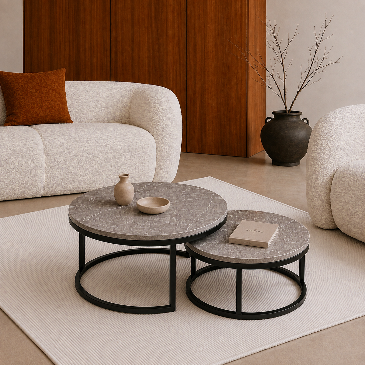 Iona | Grey Premium marble coffee table set