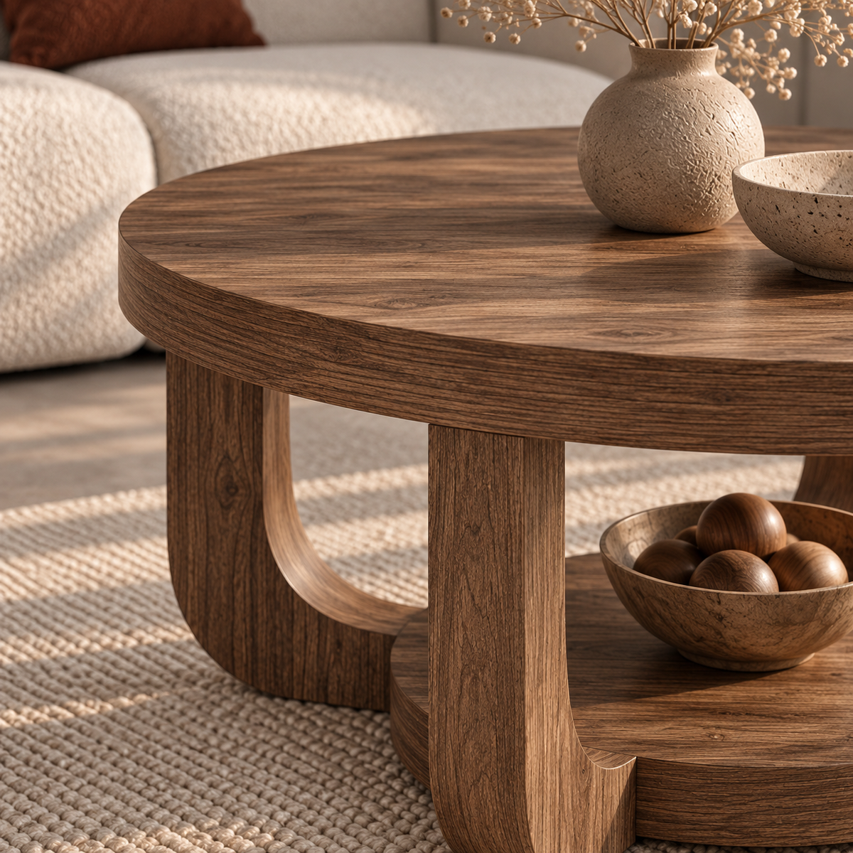 Howa | Modern round wood coffee table