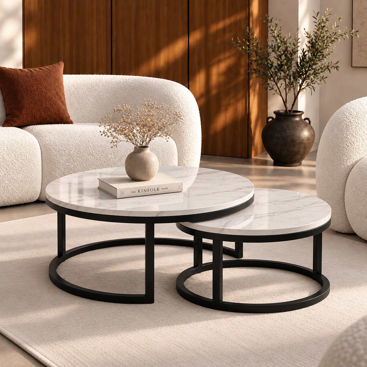 Lana | White Premium marble coffee table set