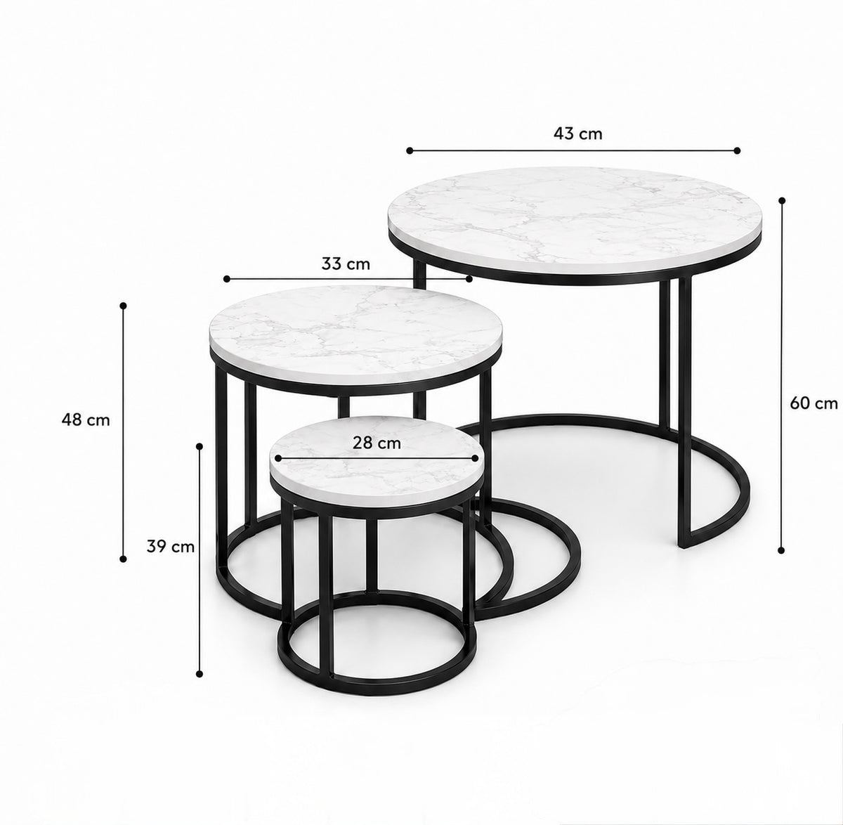 Hana | Modern White marble coffee table set