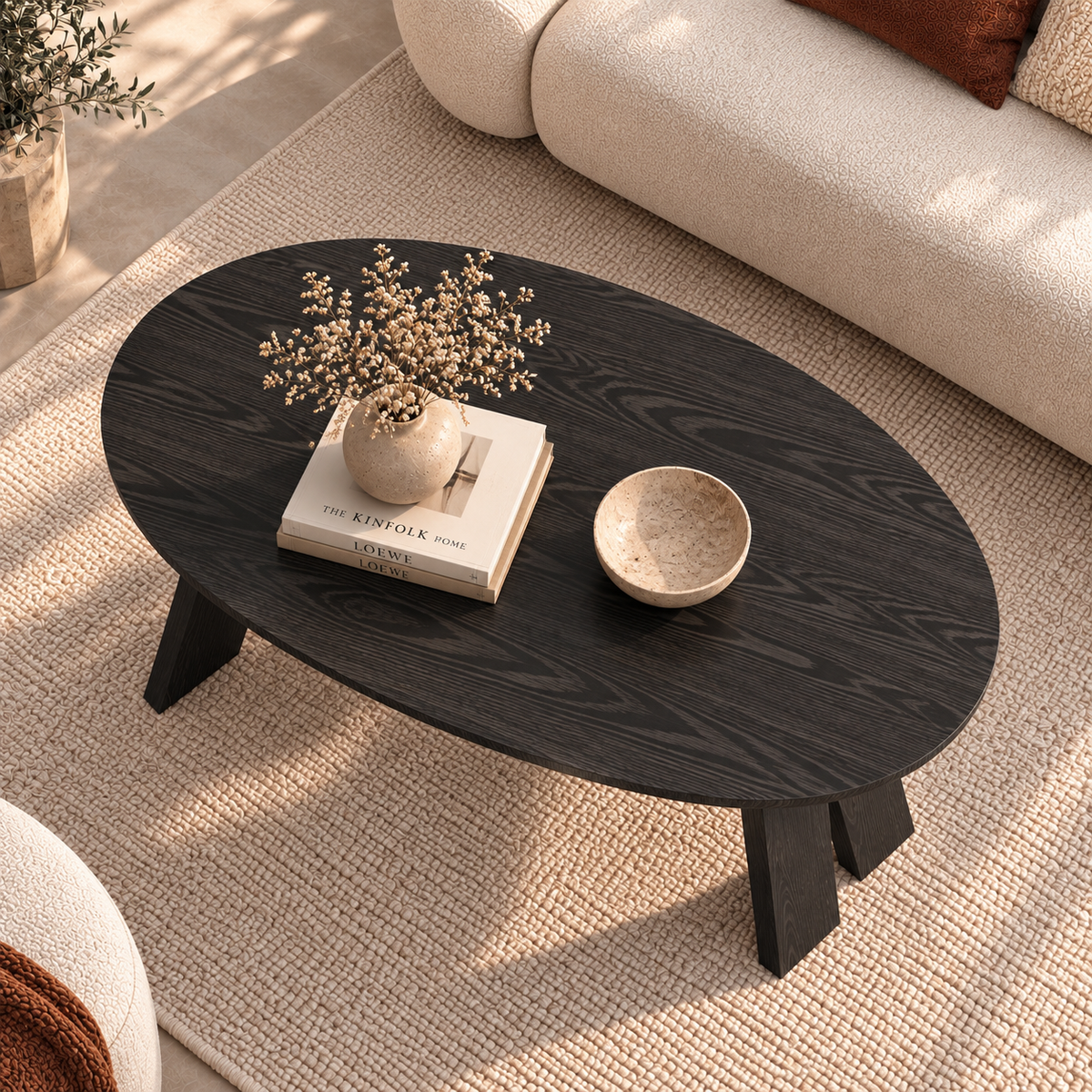 Mae | Modern Solid wood oval coffee table