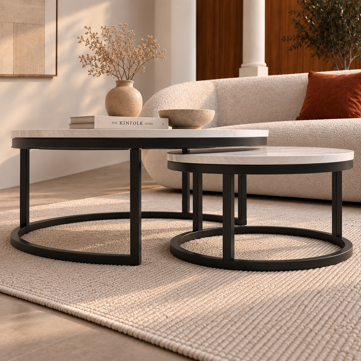 Lana | White Premium marble coffee table set