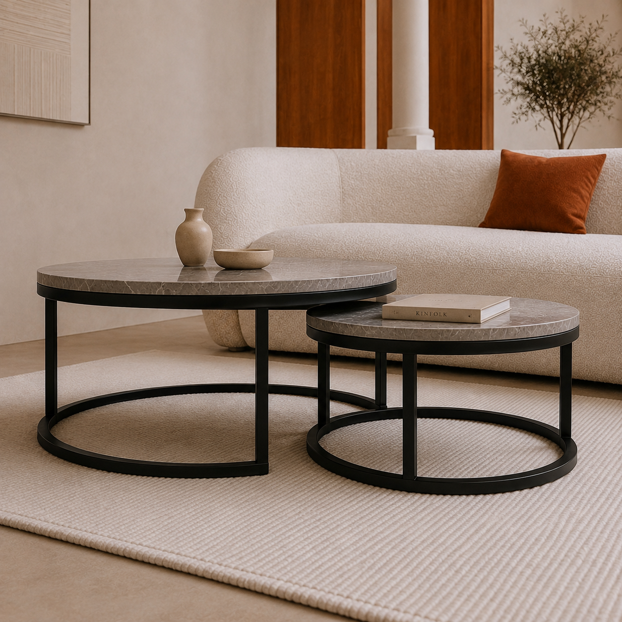 Iona | Grey Premium marble coffee table set