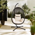 Egg Chair with Stand – Premium Black Rattan Outdoor Hanging Garden Chair