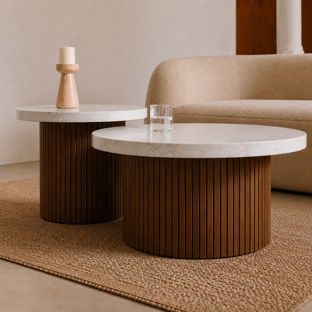 Tina | White Luxury marble coffee table set