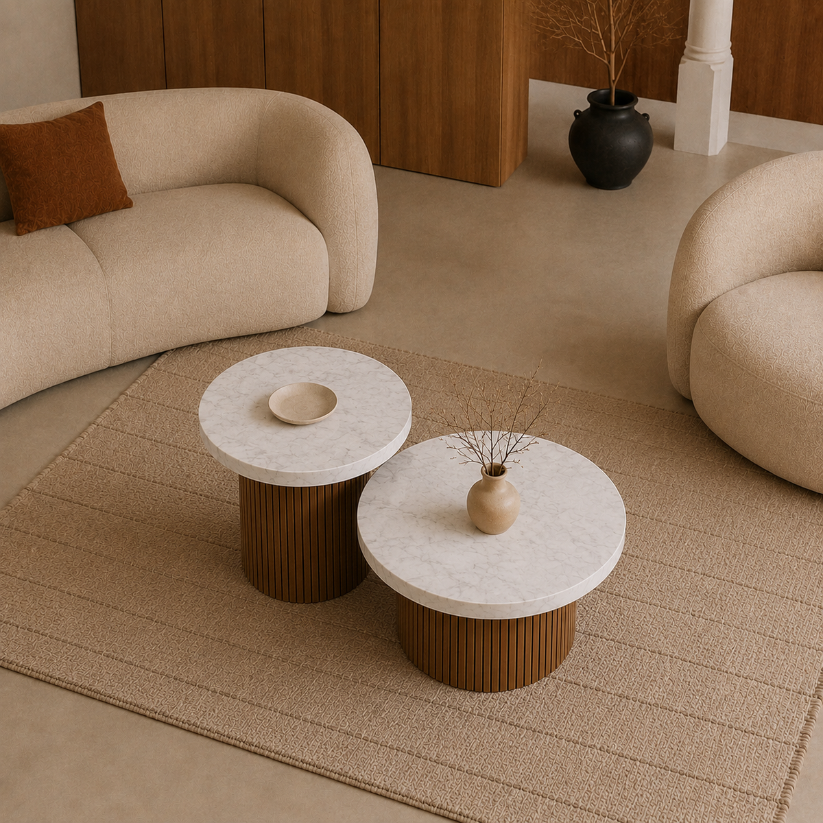 Tina | White Luxury marble coffee table set
