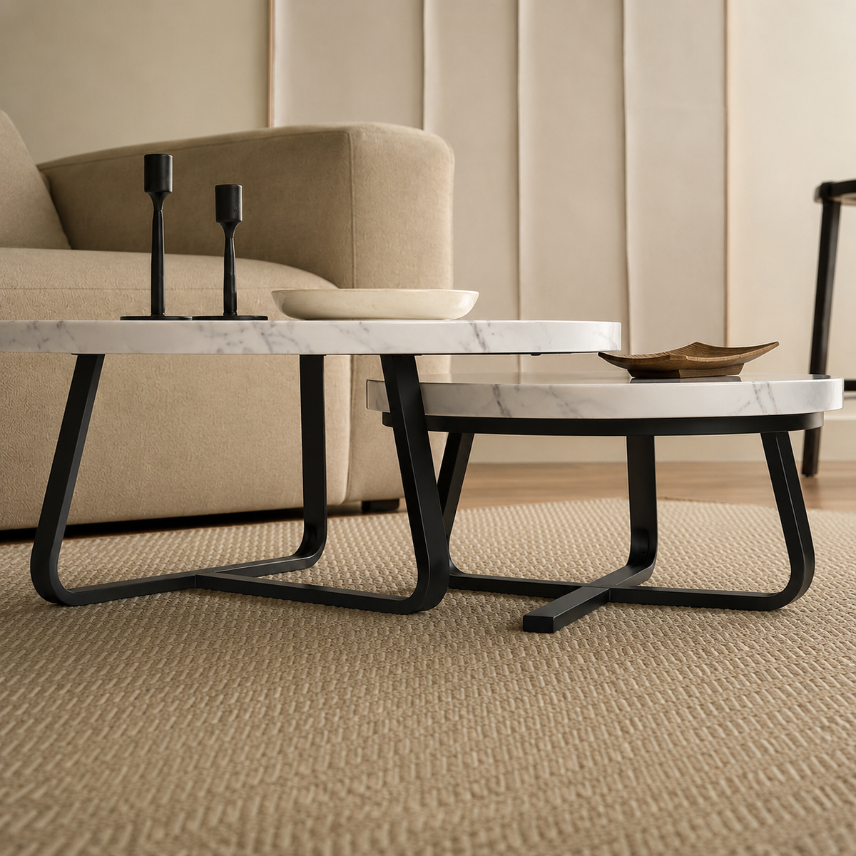 Lexa | White Modern marble coffee table set