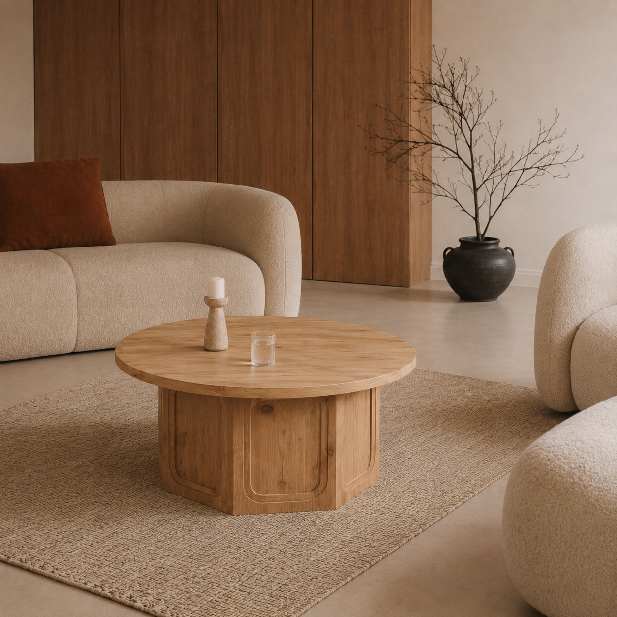 Mira | Premium Round wooden coffee table