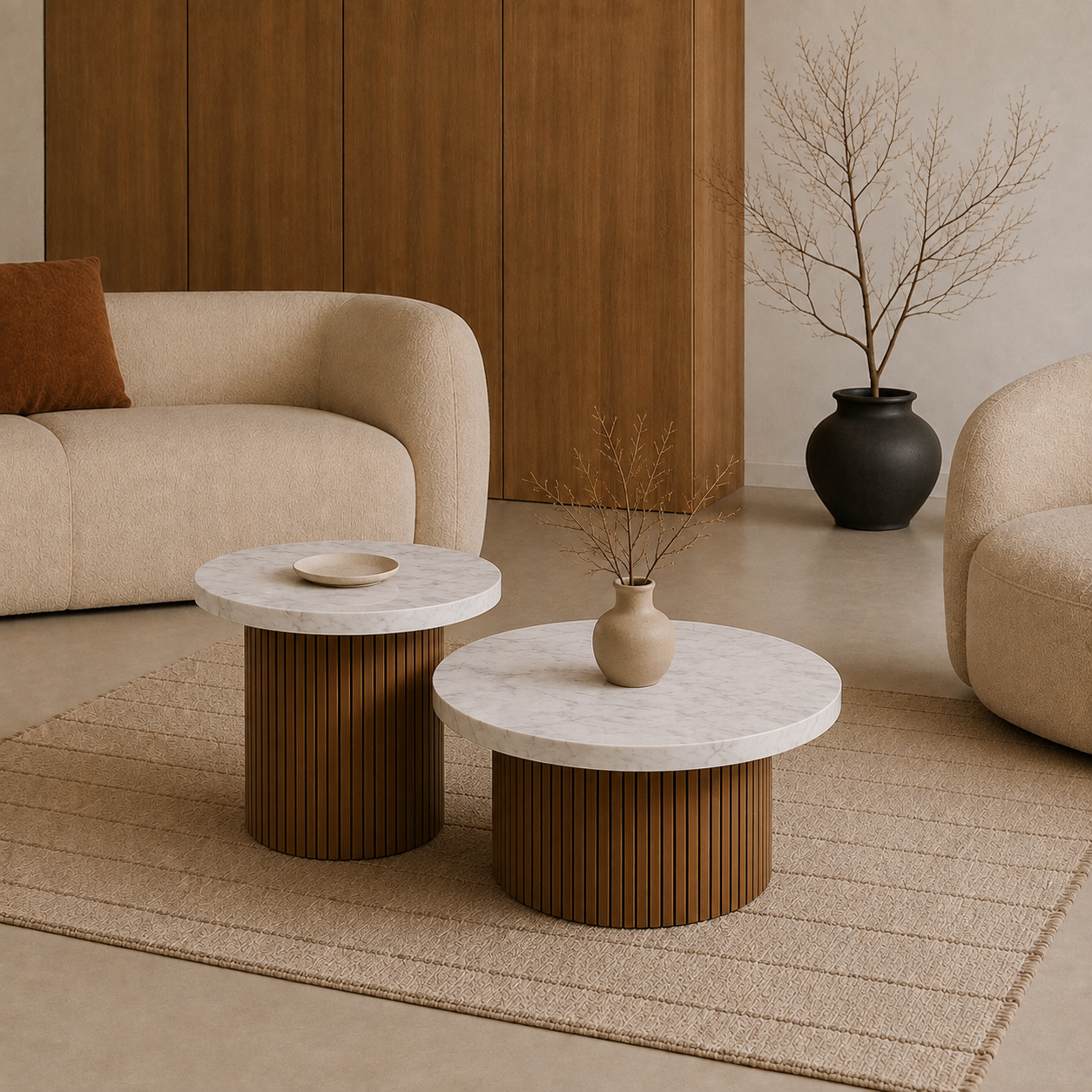 Tina | White Luxury marble coffee table set