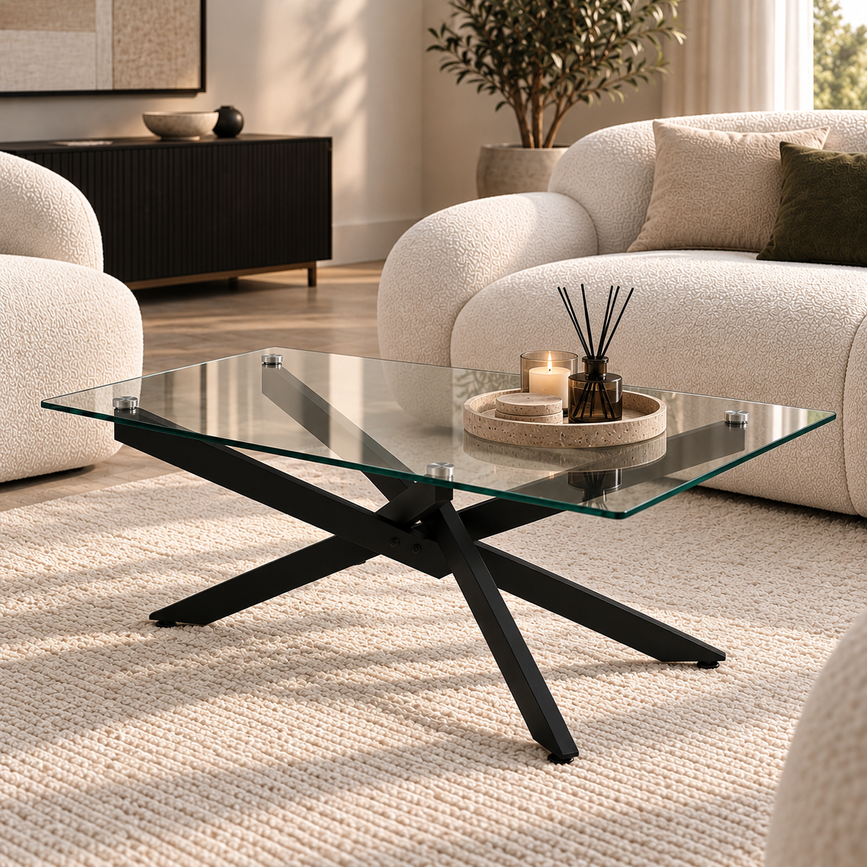 Rena | Modern Eclipse Glass Coffee Table