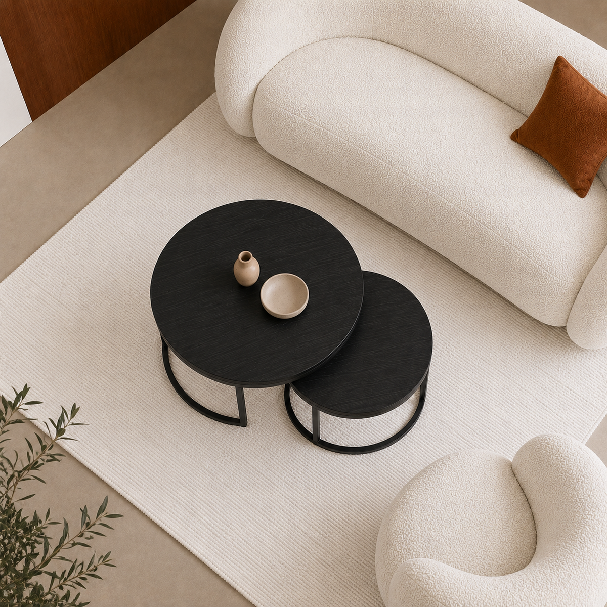 Juna | Black Modern wooden coffee table set