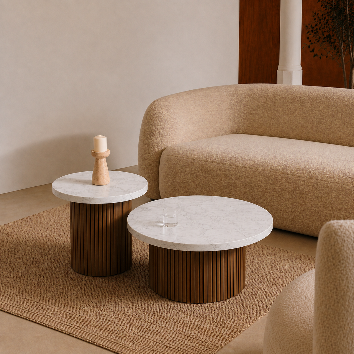 Tina | White Luxury marble coffee table set