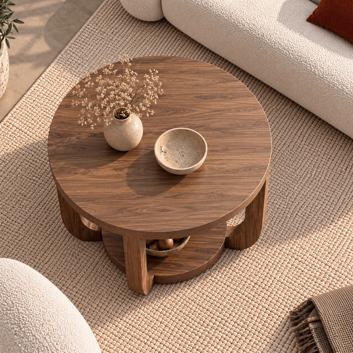 Howa | Modern round wood coffee table