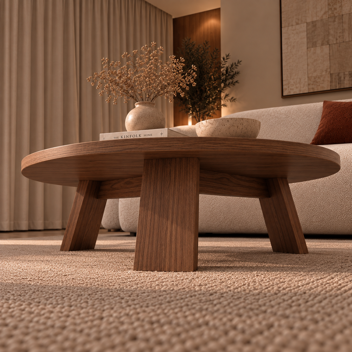 Modern Solid wood round coffee table