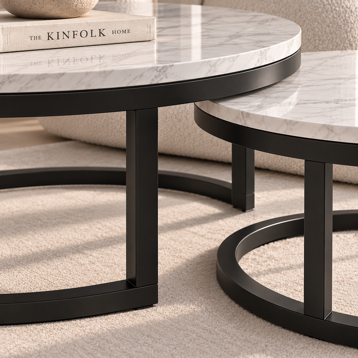 Lana | White Premium marble coffee table set
