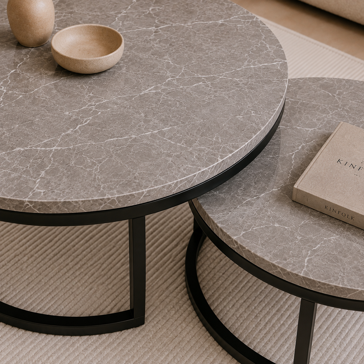 Iona | Grey Premium marble coffee table set