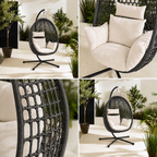 Egg Chair with Stand – Premium Black Rattan Outdoor Hanging Garden Chair