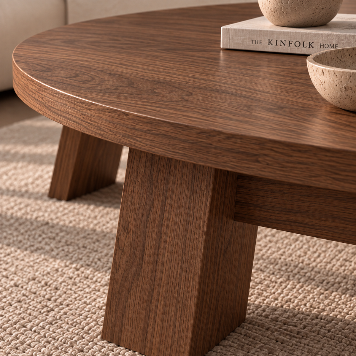 Modern Solid wood round coffee table