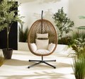 Egg Chair with Stand – Premium Dark Brown Rattan Hanging Garden Chair