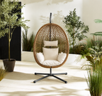 Egg Chair with Stand – Premium Dark Brown Rattan Hanging Garden Chair