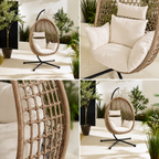 Egg Chair with Stand – Premium Dark Brown Rattan Hanging Garden Chair