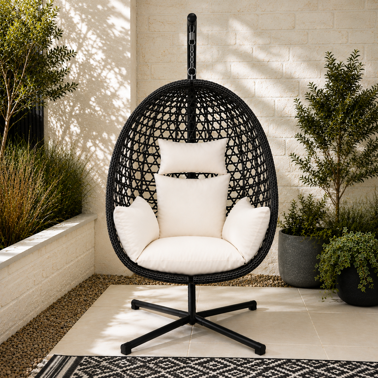 Aspen | Modern hanging egg chair with stand