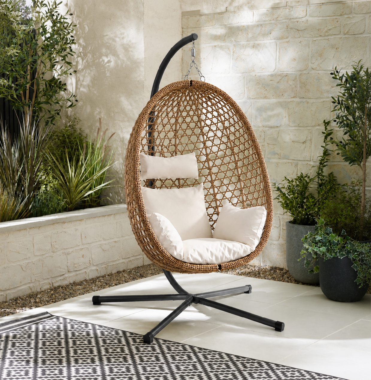 Luna | Modern hanging egg chair with stand