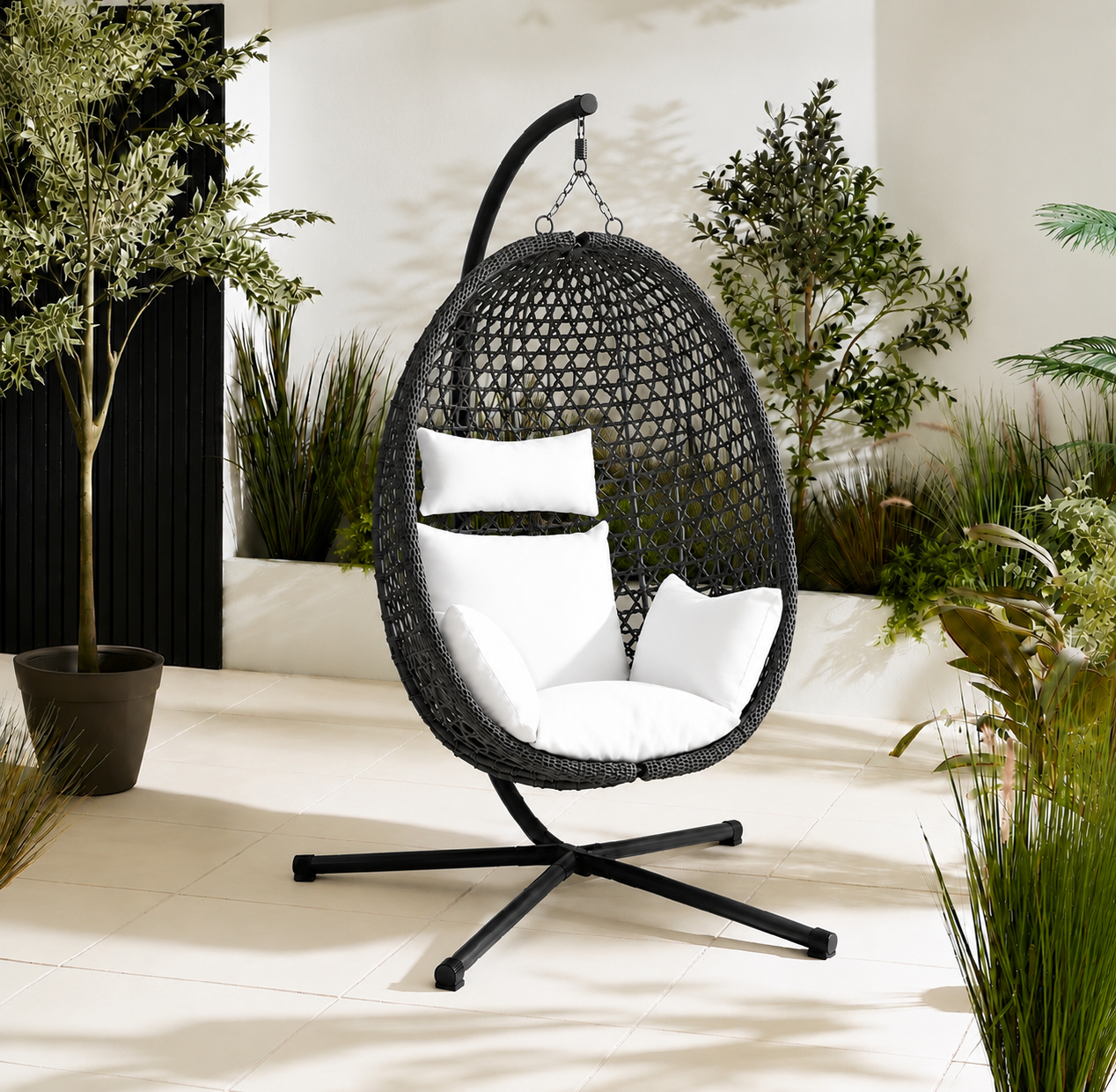 Aspen | Modern hanging egg chair with stand