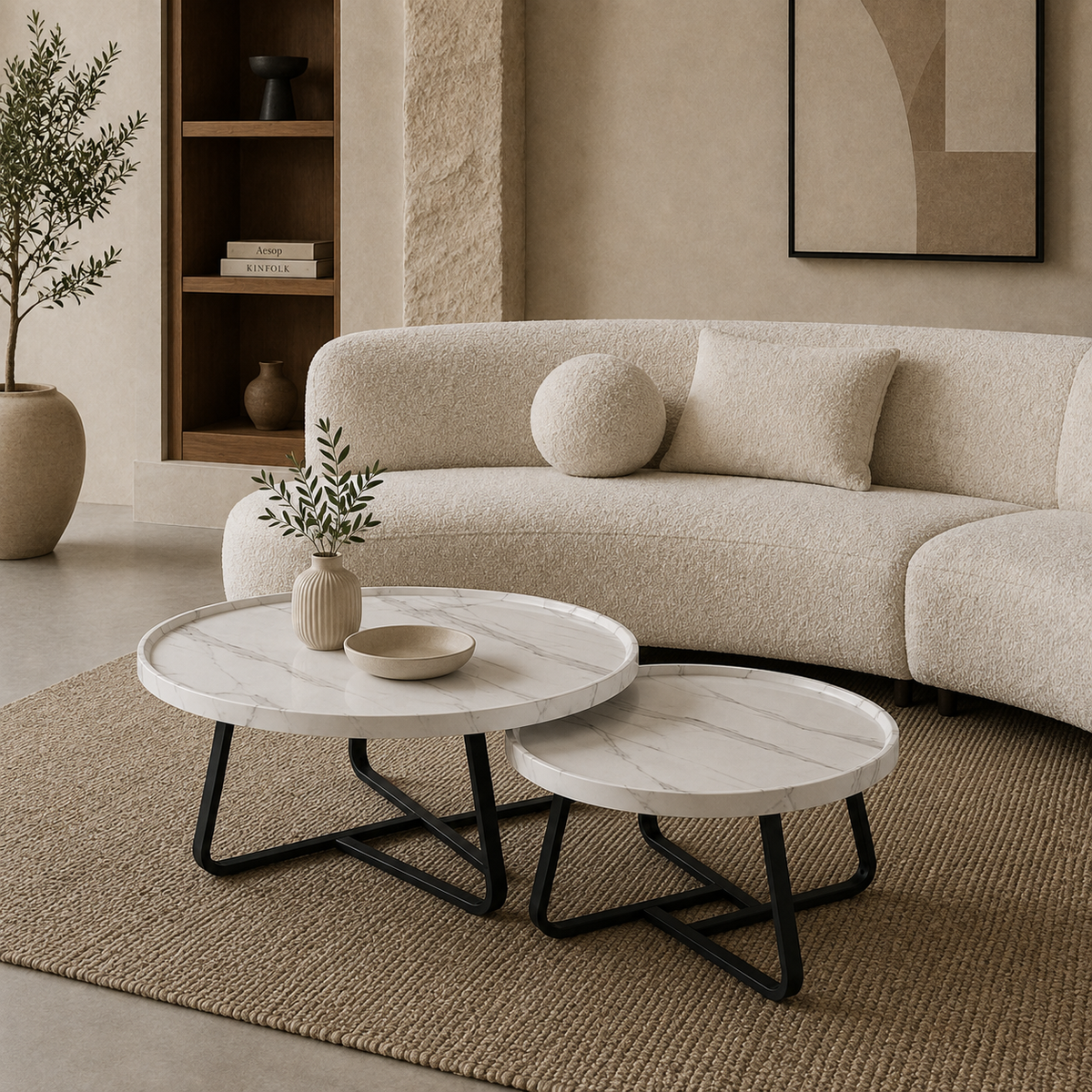 Lexa | White Modern marble coffee table set