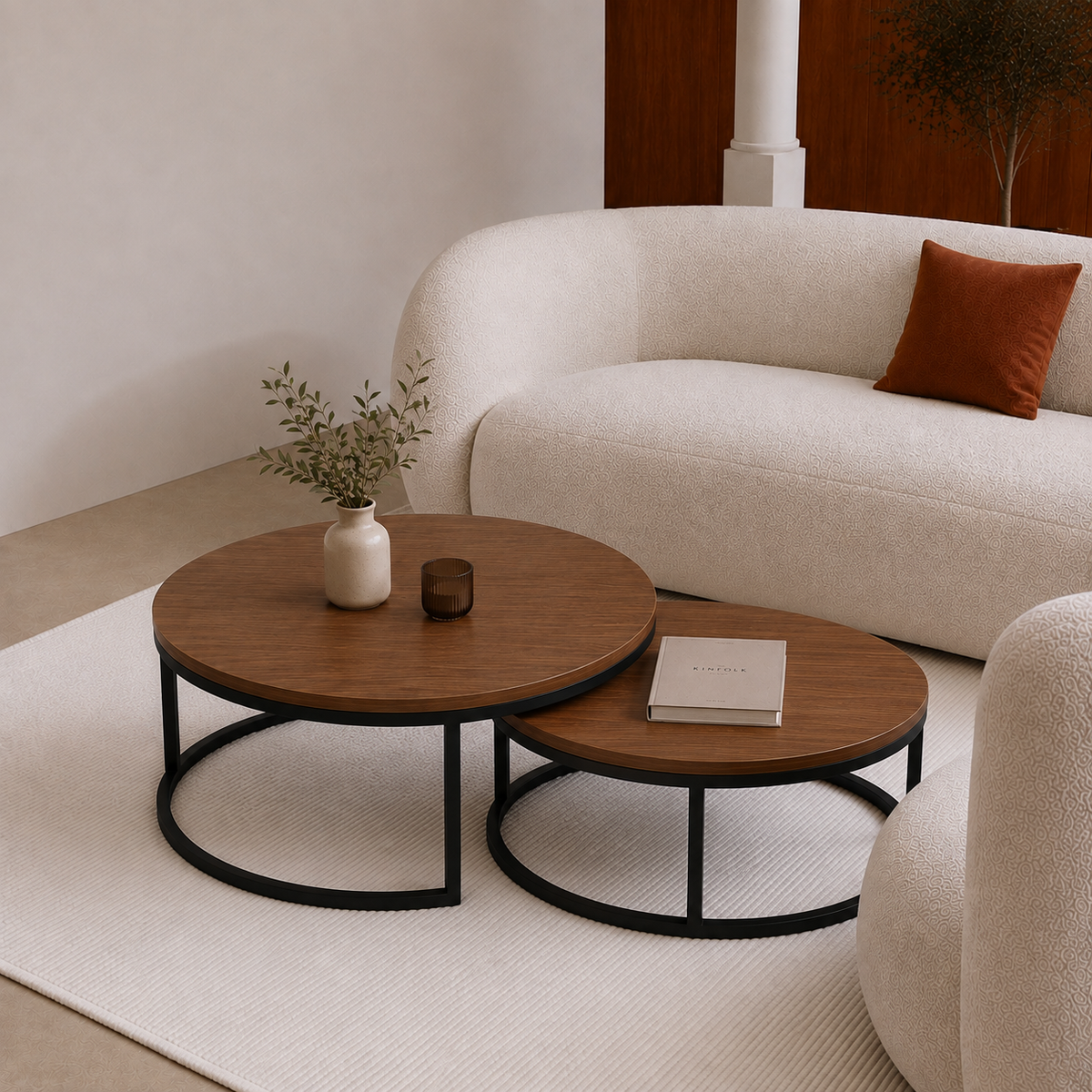 Enna | Modern Round wooden coffee table