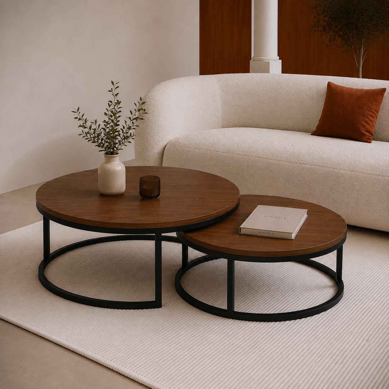 Enna | Modern Round wooden coffee table