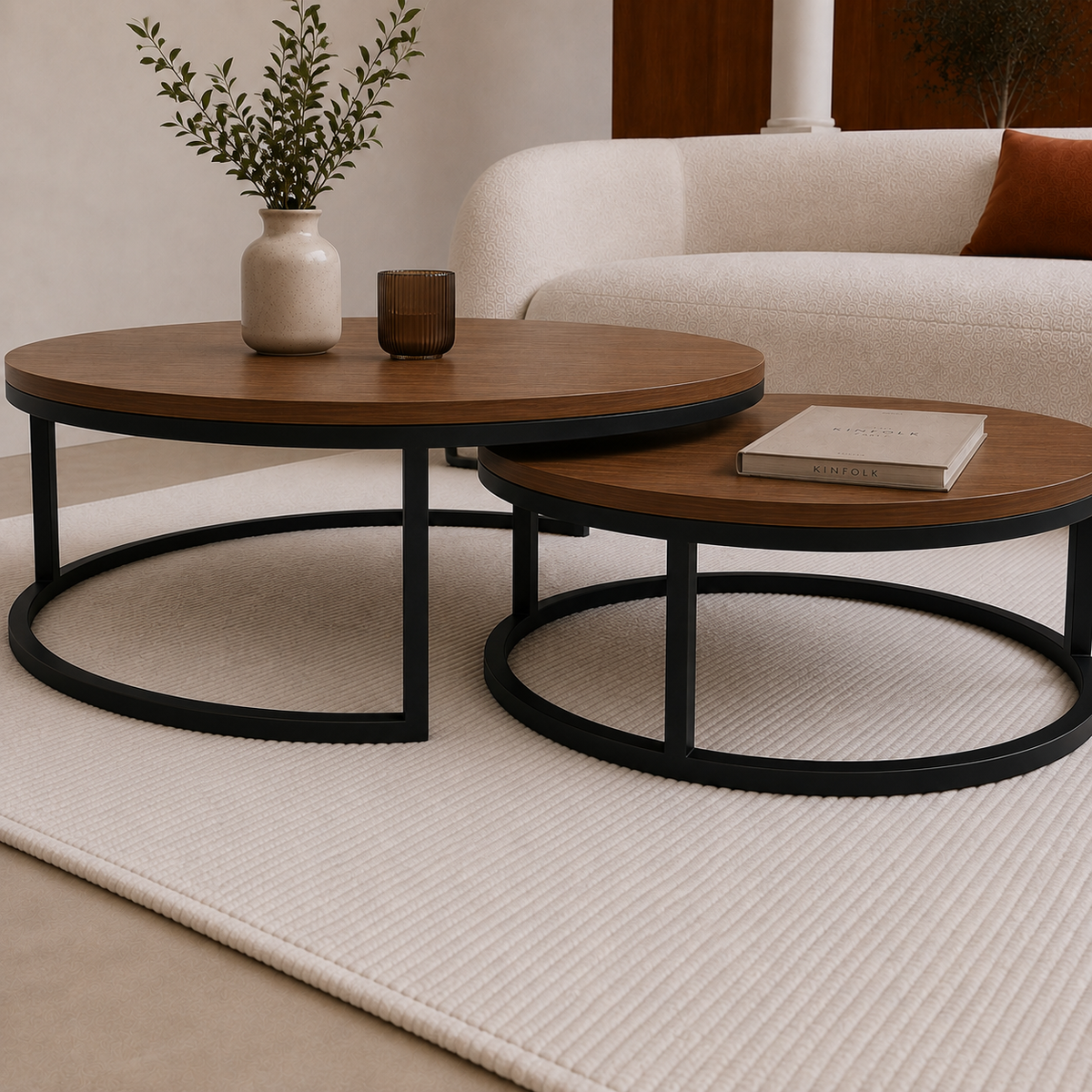 Enna | Modern Round wooden coffee table