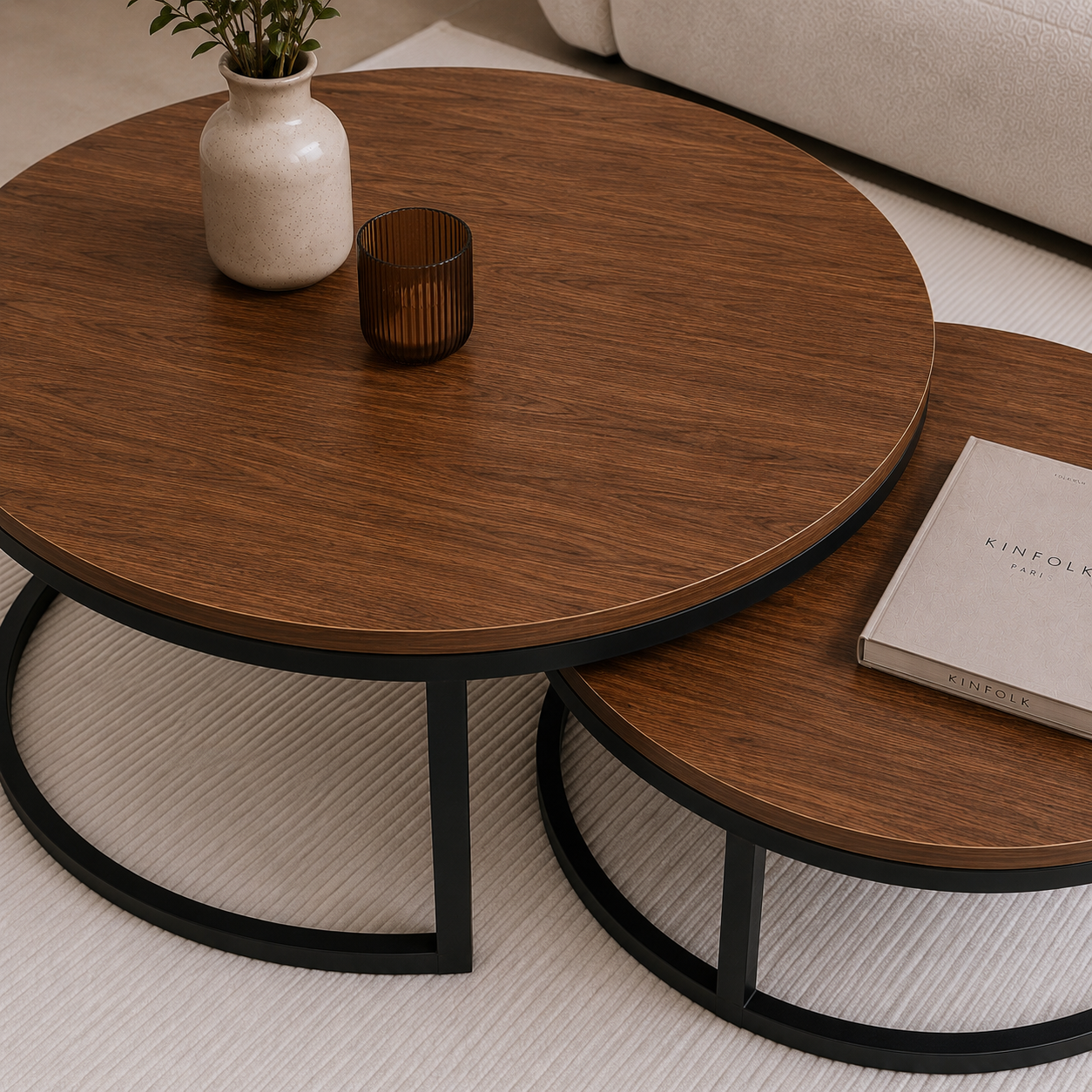 Enna | Modern Round wooden coffee table