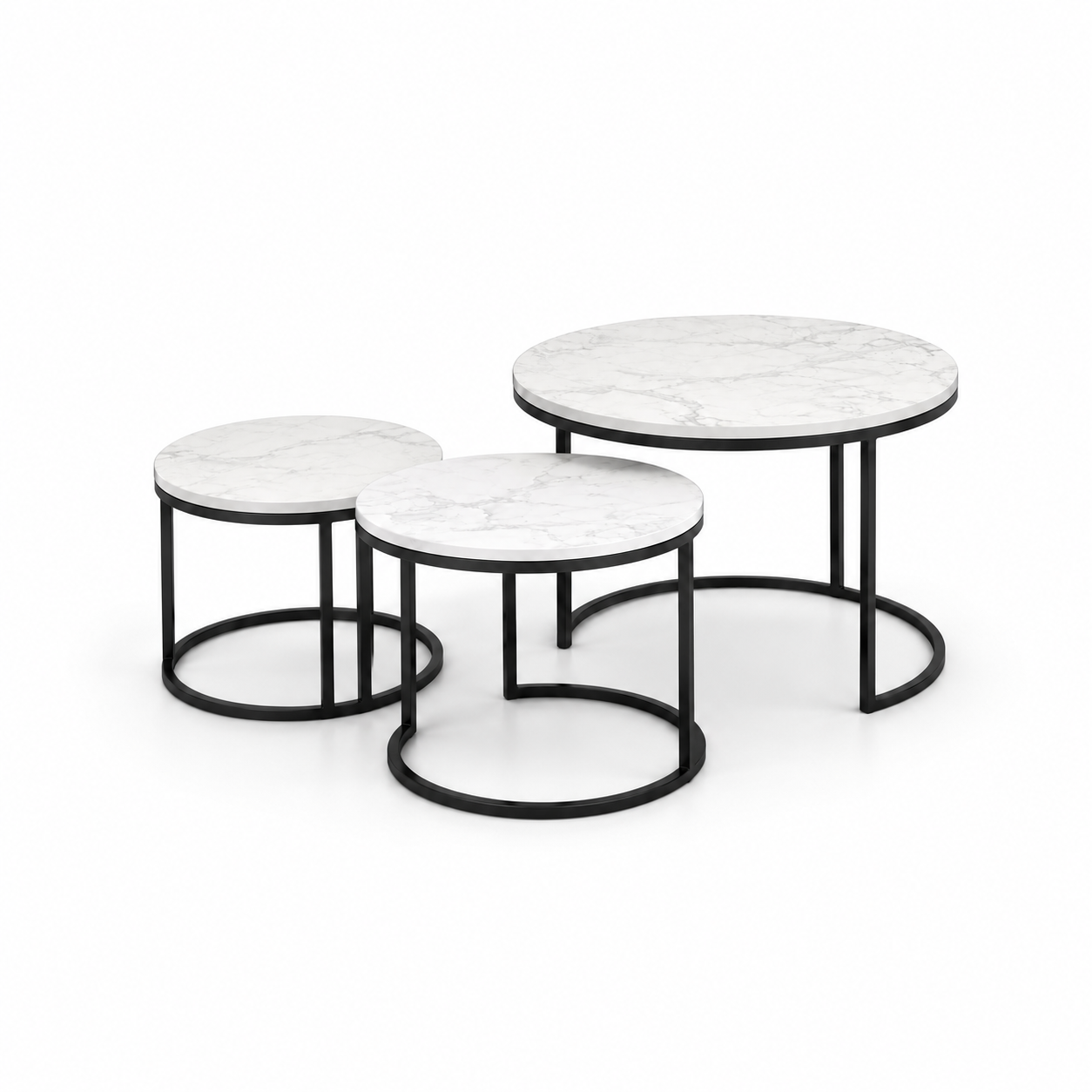 Hana | Modern White marble coffee table set