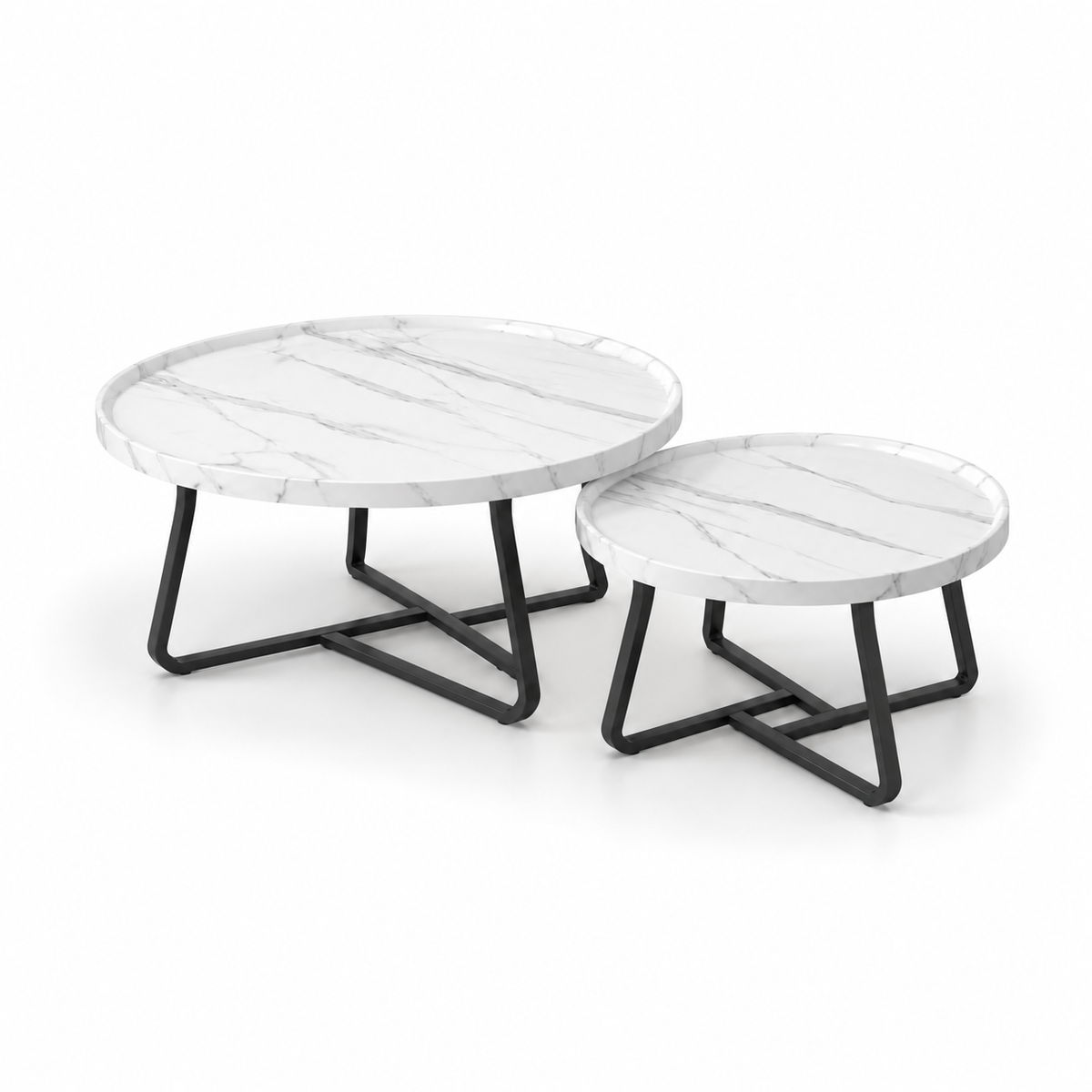Lexa | White Modern marble coffee table set